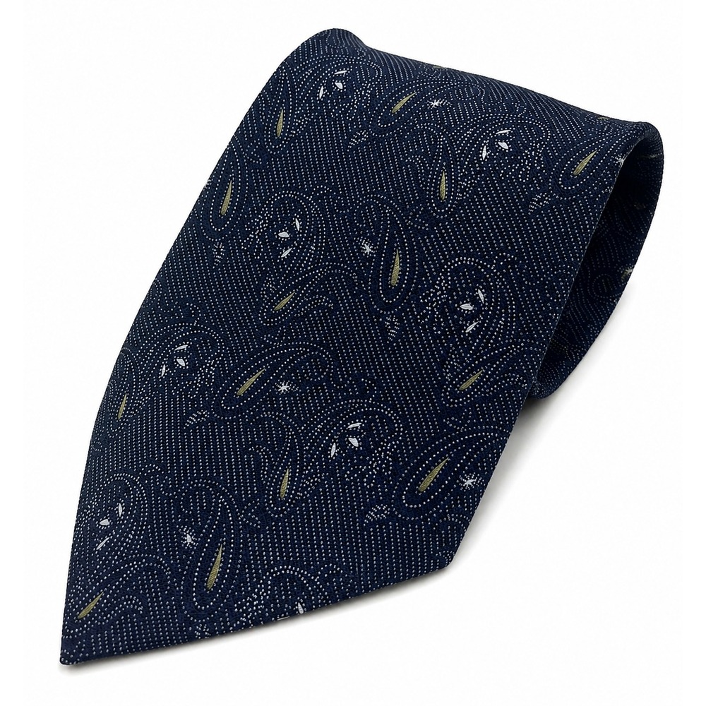 Nautica Men's Designer Navy  Blue Paisley Print Novelty Neck Tie 100% Silk